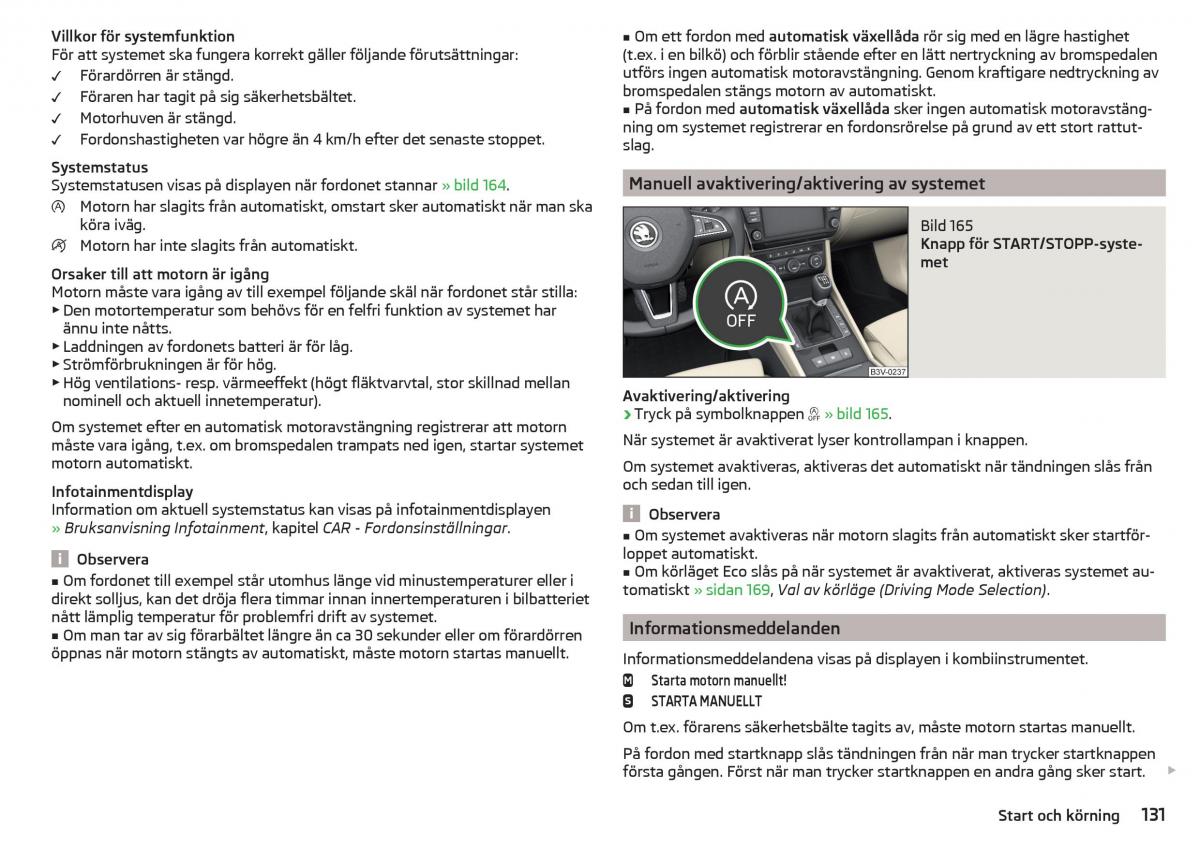 Skoda Superb III 3 instruktionsbok / page 133