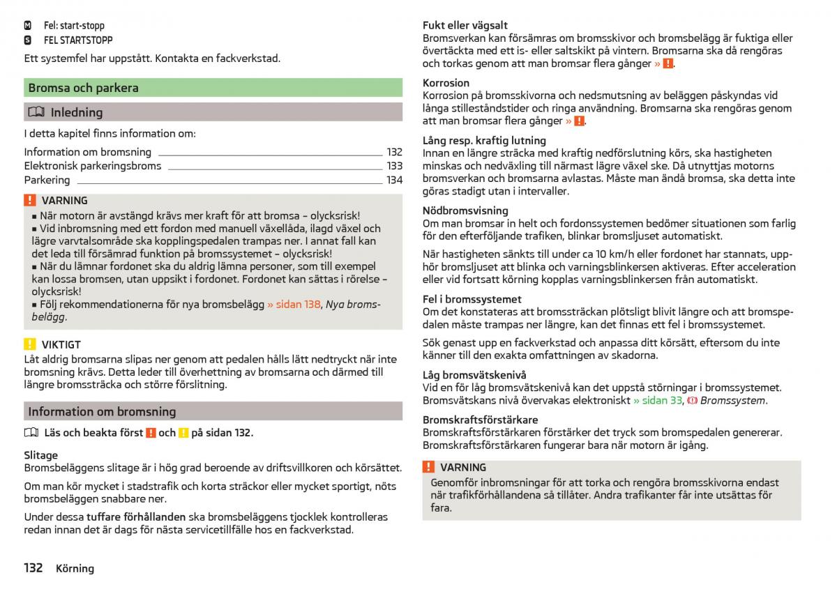 Skoda Superb III 3 instruktionsbok / page 134