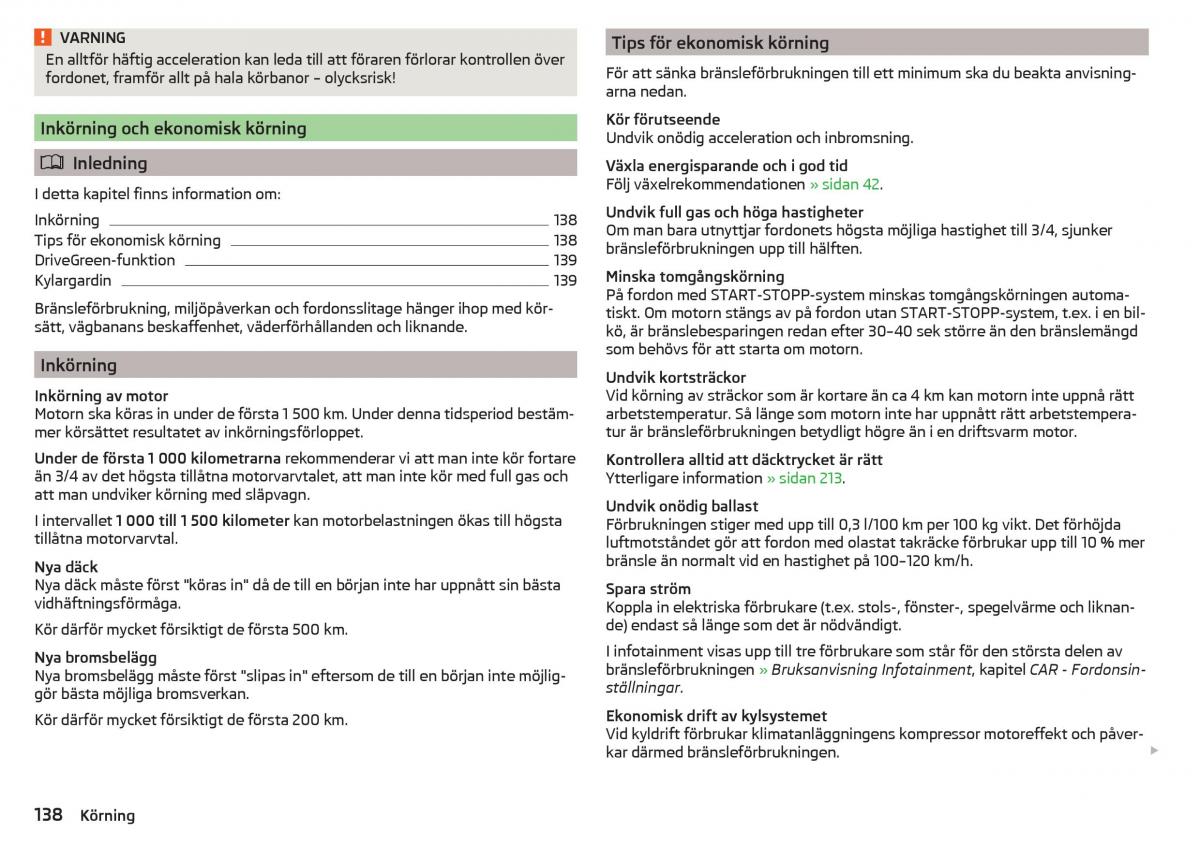 Skoda Superb III 3 instruktionsbok / page 140