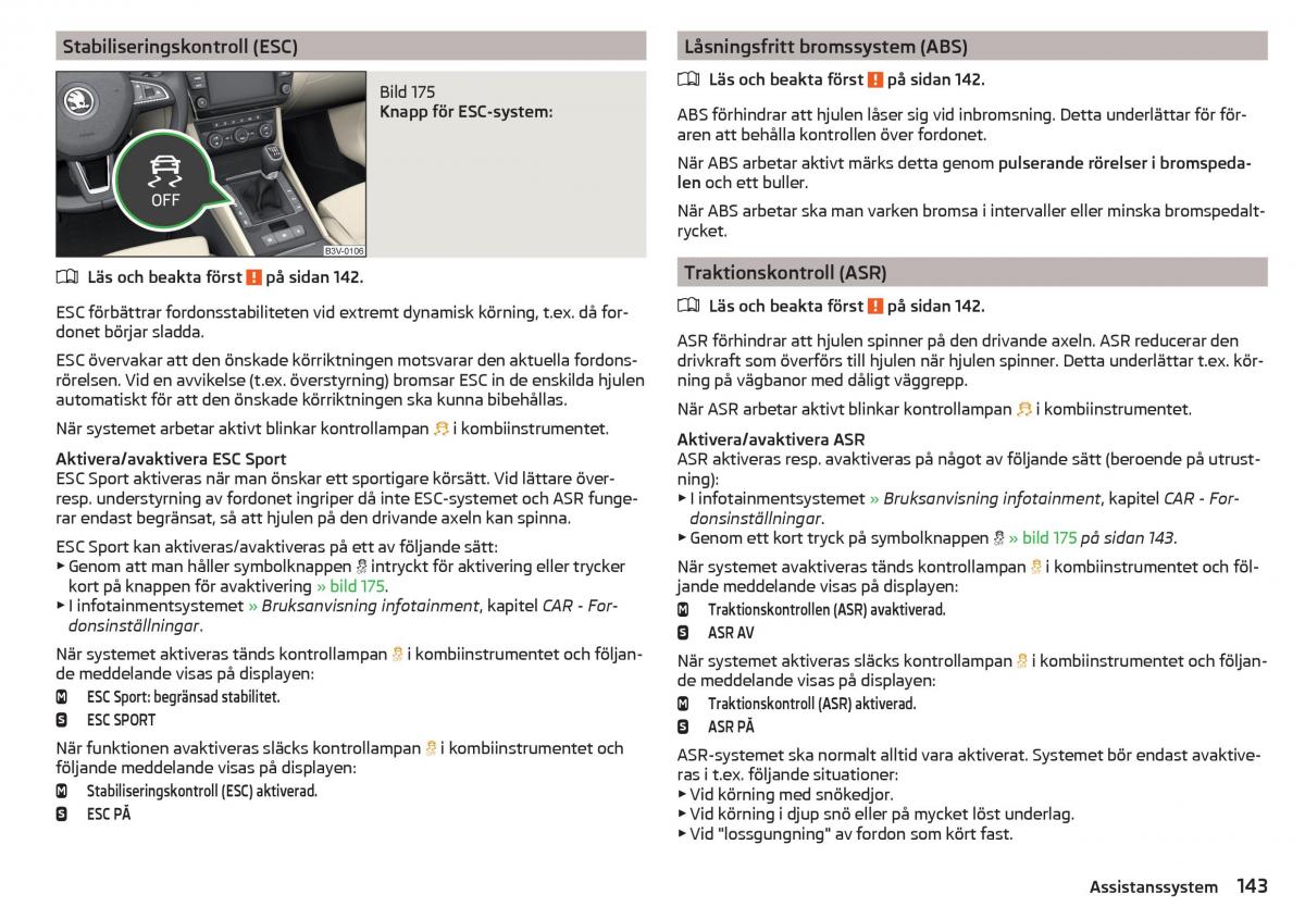 Skoda Superb III 3 instruktionsbok / page 145