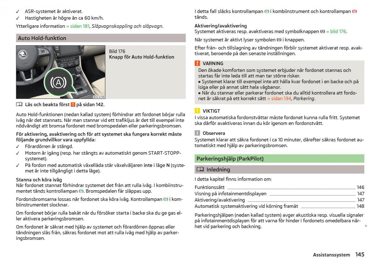 Skoda Superb III 3 instruktionsbok / page 147