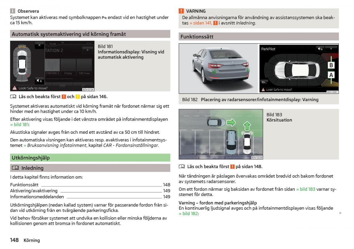 Skoda Superb III 3 instruktionsbok / page 150