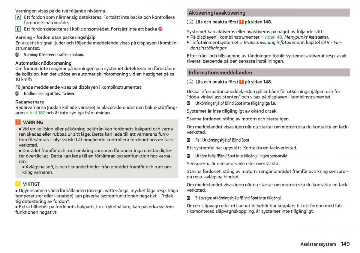 Skoda Superb III 3 instruktionsbok / page 151