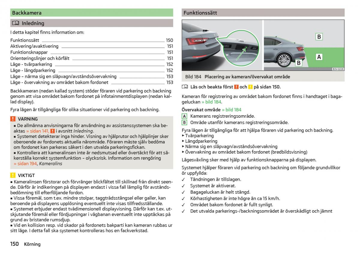 Skoda Superb III 3 instruktionsbok / page 152