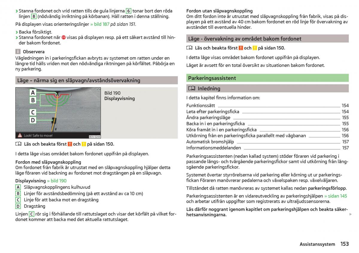 Skoda Superb III 3 instruktionsbok / page 155