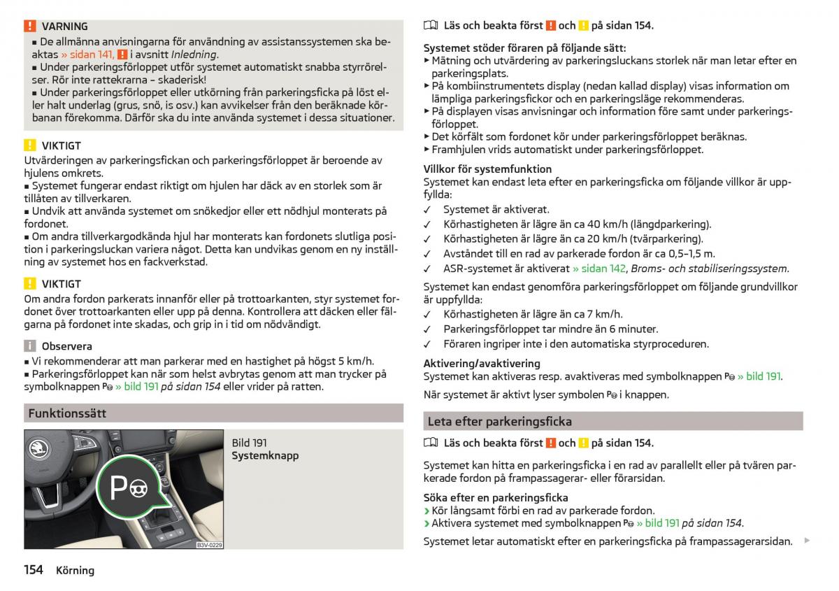 Skoda Superb III 3 instruktionsbok / page 156