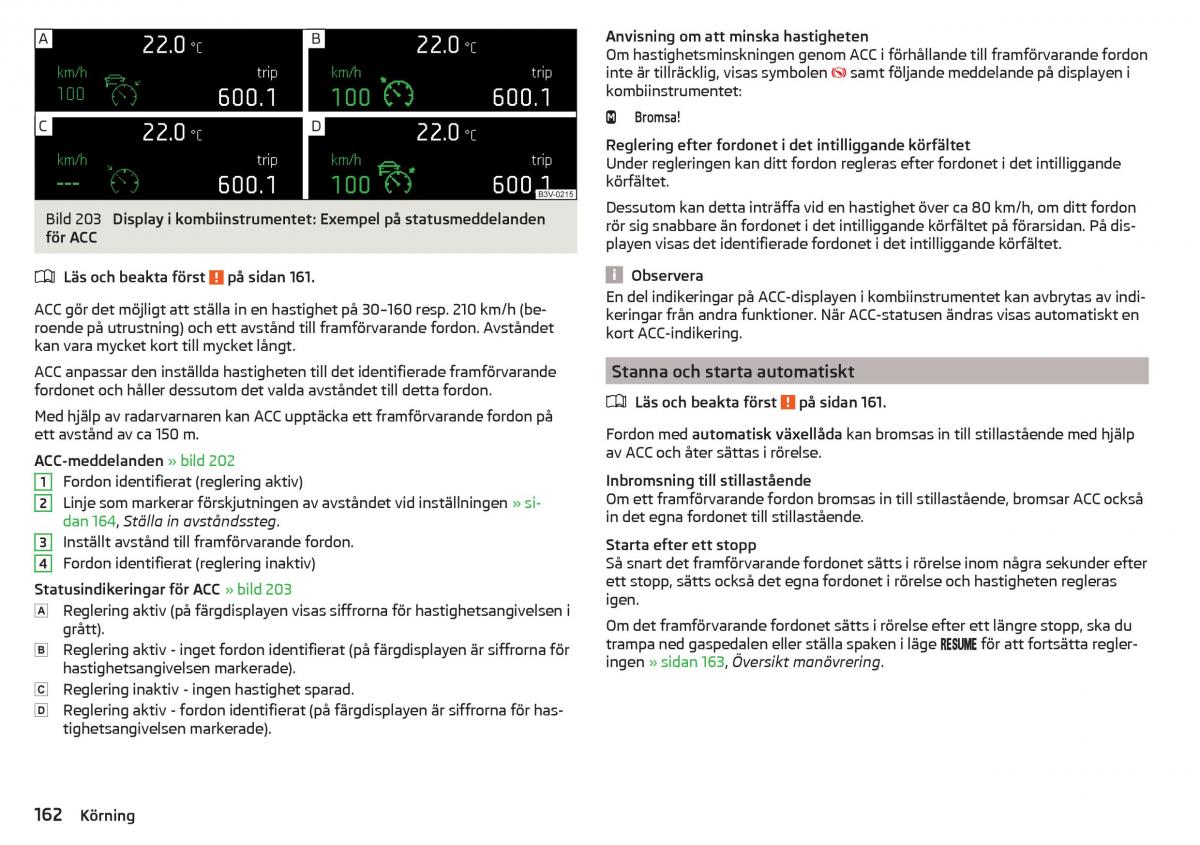 Skoda Superb III 3 instruktionsbok / page 164