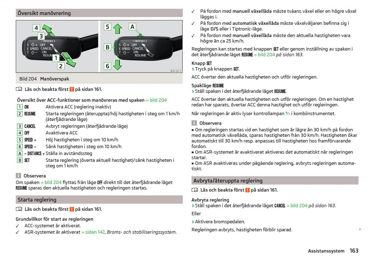 Skoda Superb III 3 instruktionsbok / page 165