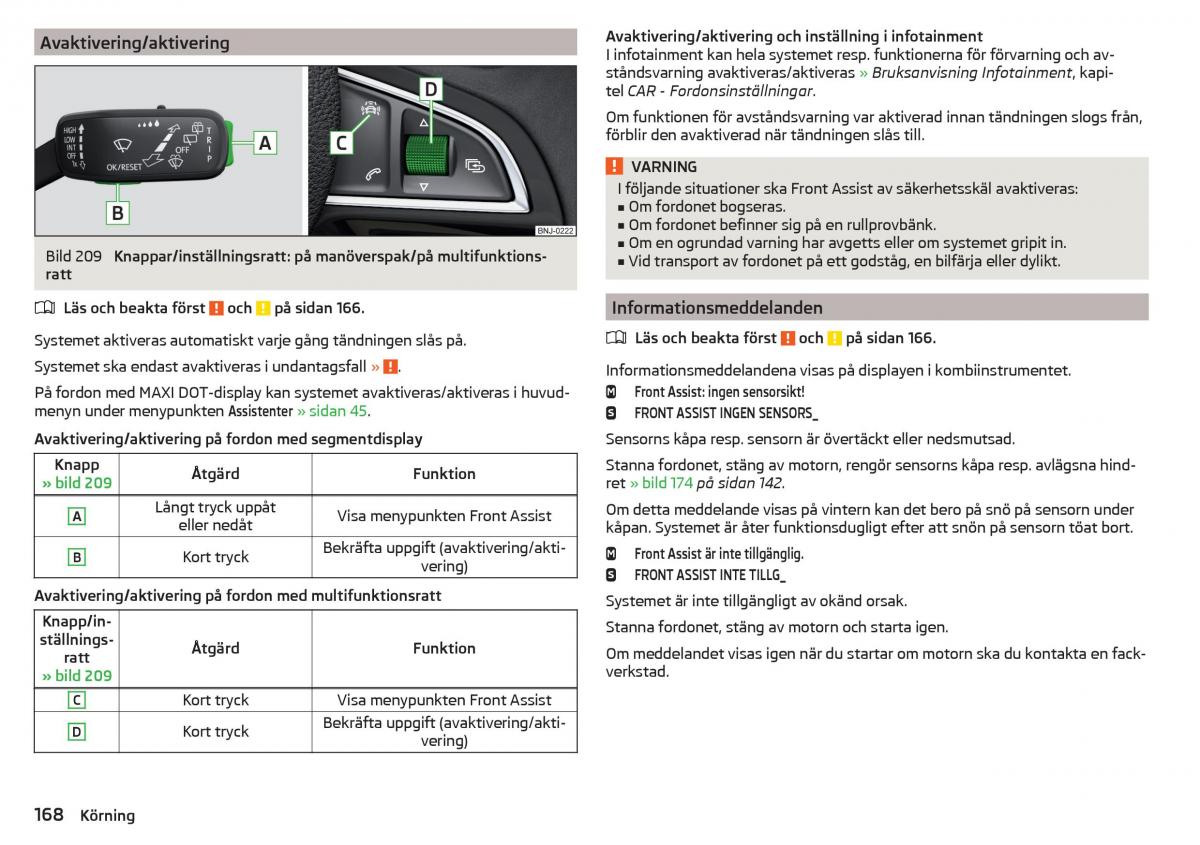 Skoda Superb III 3 instruktionsbok / page 170