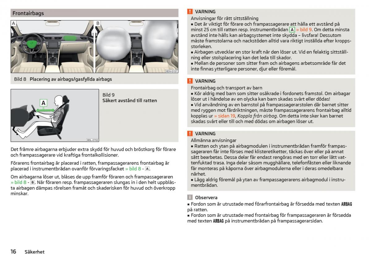 Skoda Superb III 3 instruktionsbok / page 18