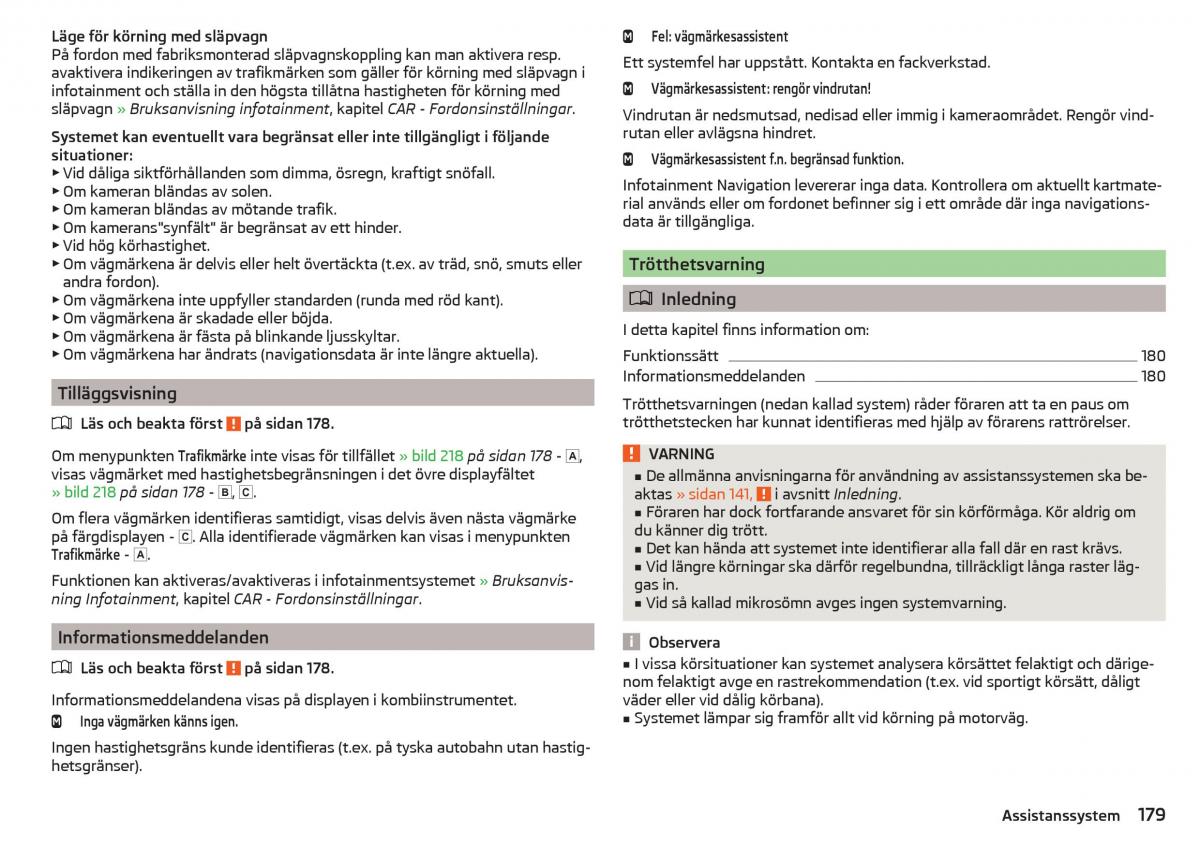 Skoda Superb III 3 instruktionsbok / page 181