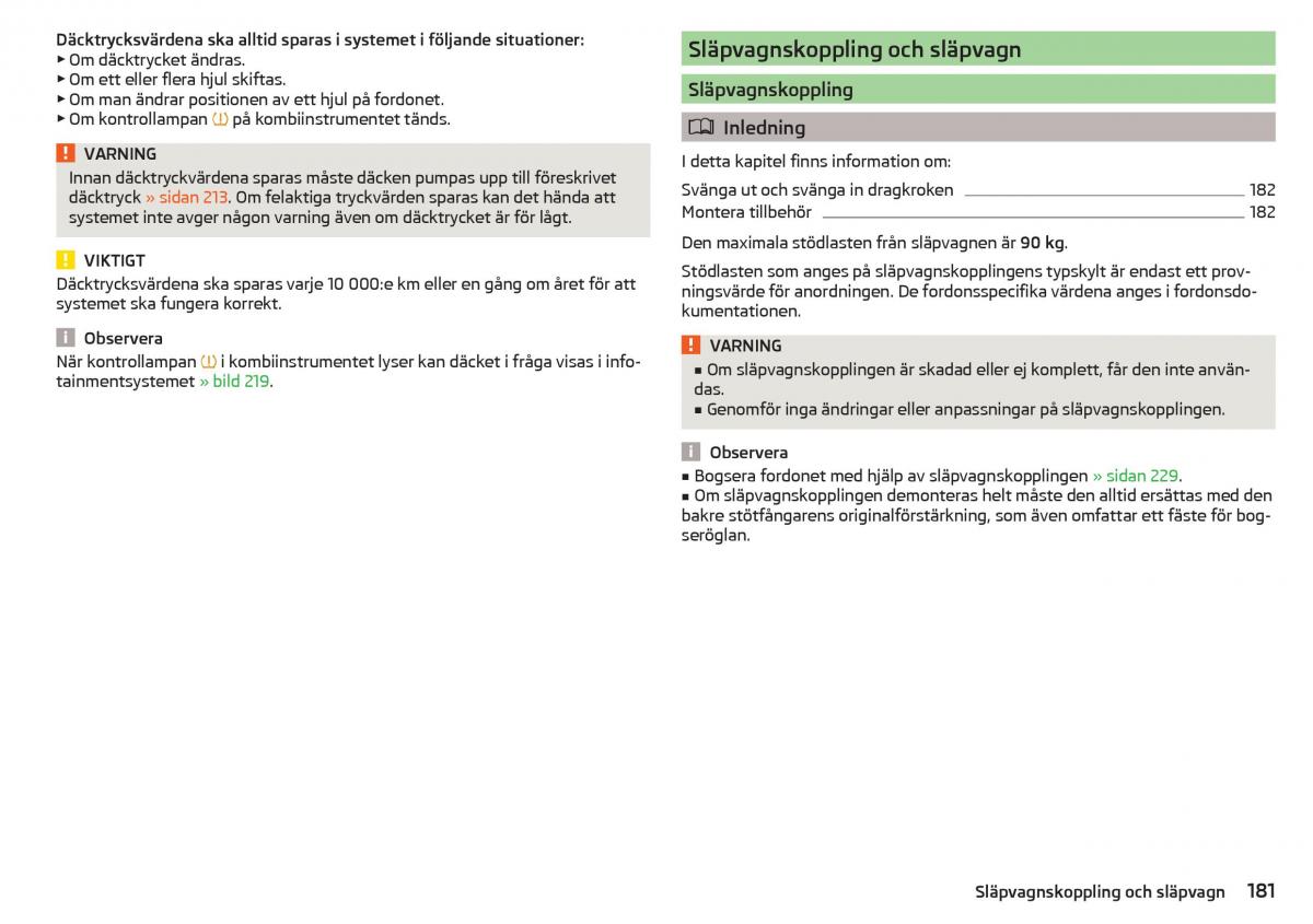 Skoda Superb III 3 instruktionsbok / page 183