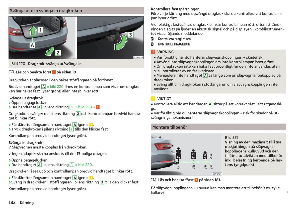 Skoda Superb III 3 instruktionsbok / page 184