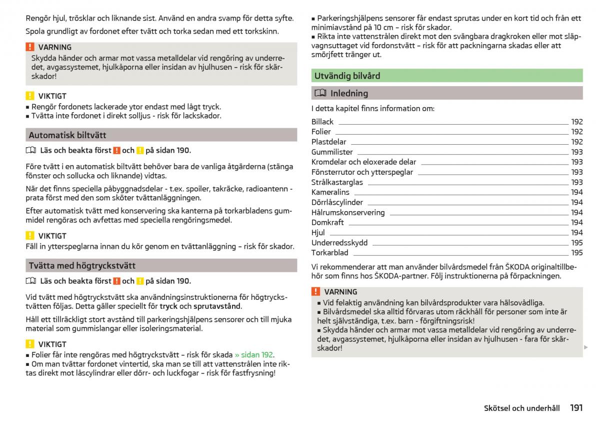 Skoda Superb III 3 instruktionsbok / page 193