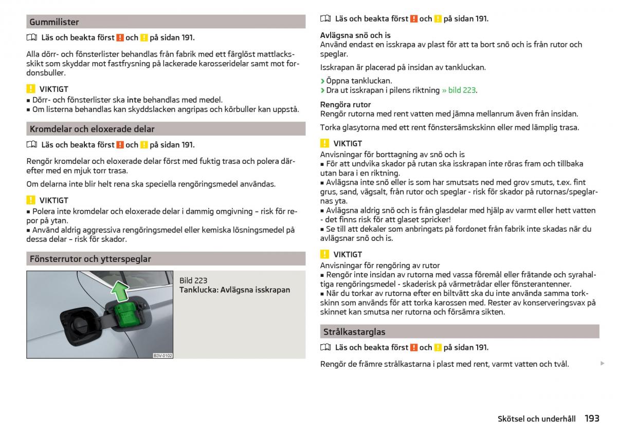 Skoda Superb III 3 instruktionsbok / page 195