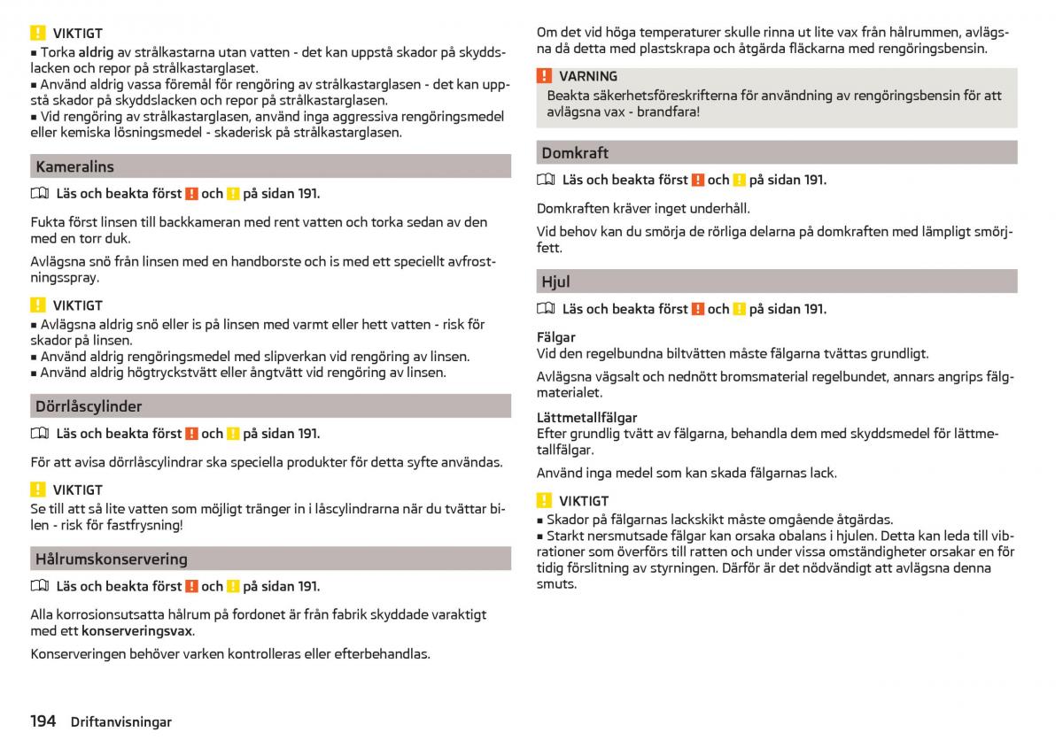 Skoda Superb III 3 instruktionsbok / page 196