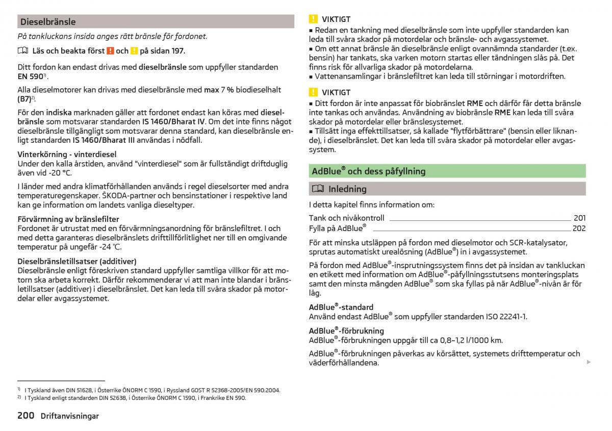 Skoda Superb III 3 instruktionsbok / page 202