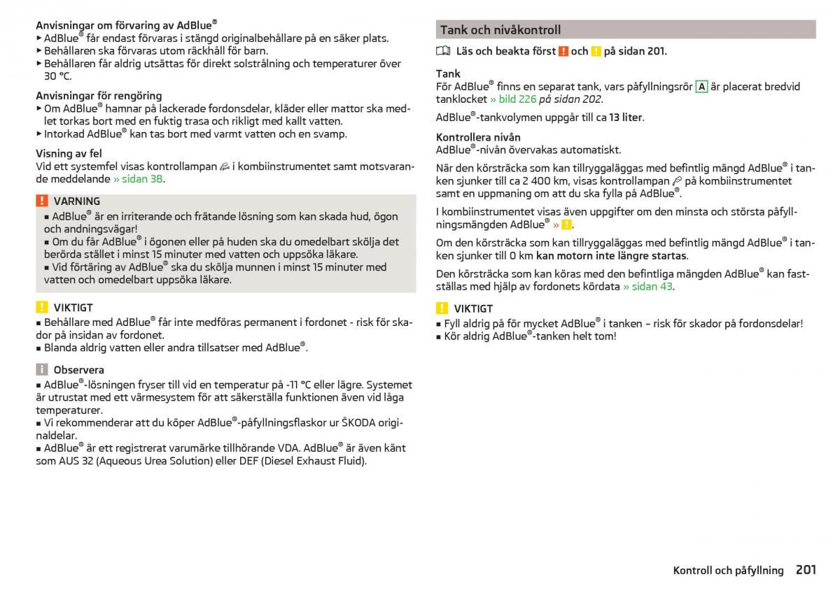 Skoda Superb III 3 instruktionsbok / page 203