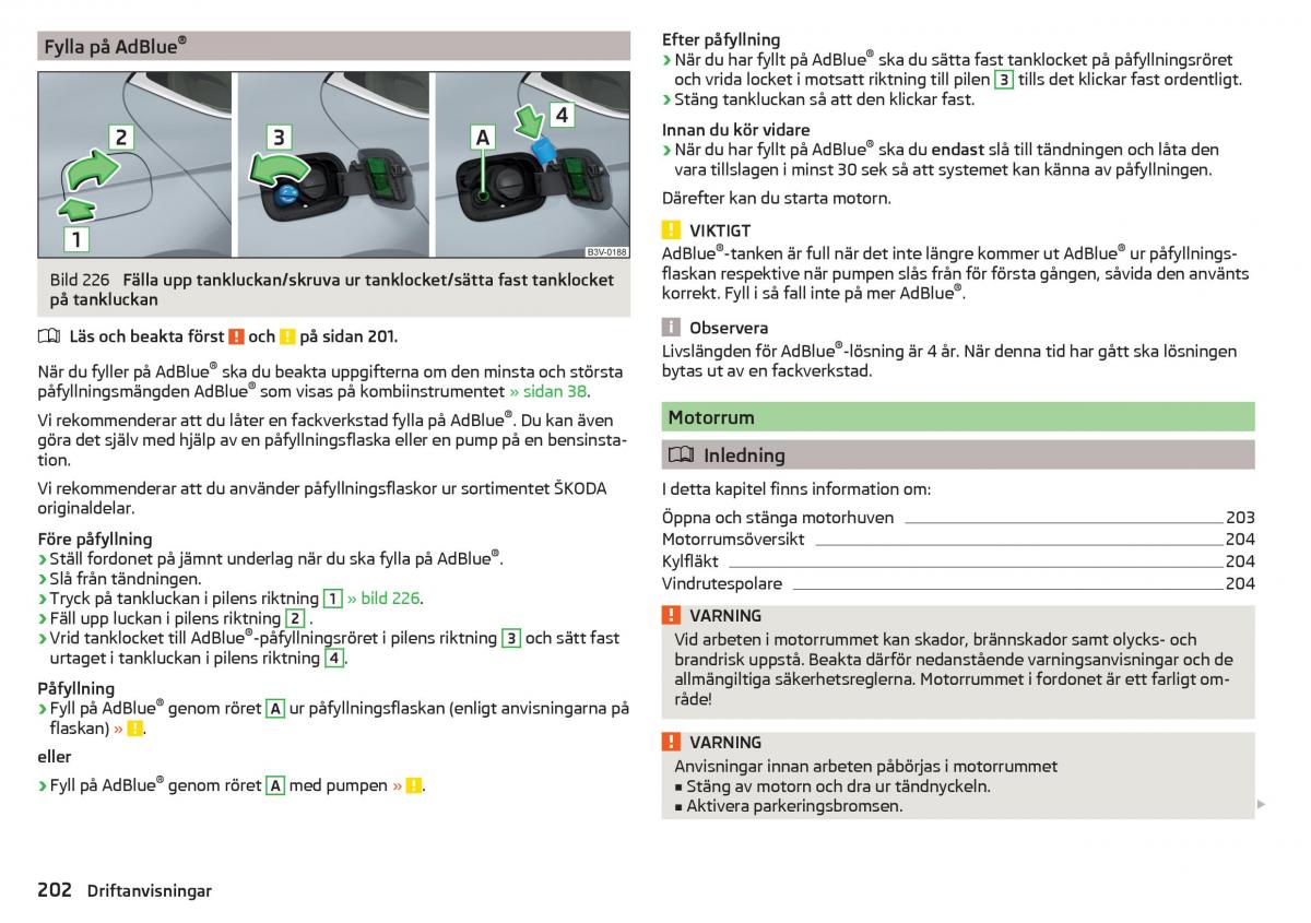 Skoda Superb III 3 instruktionsbok / page 204