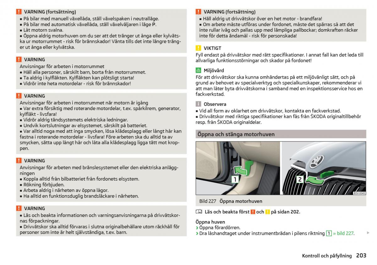 Skoda Superb III 3 instruktionsbok / page 205