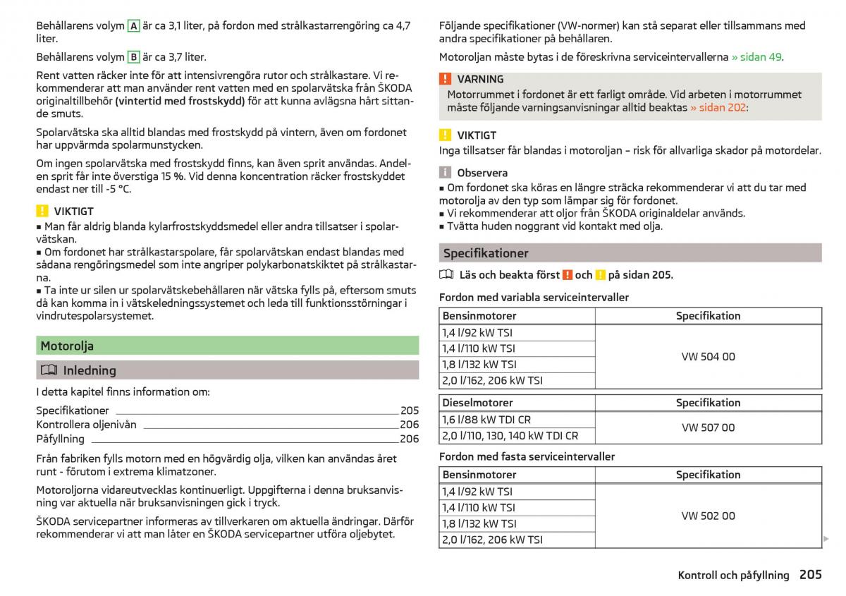 Skoda Superb III 3 instruktionsbok / page 207