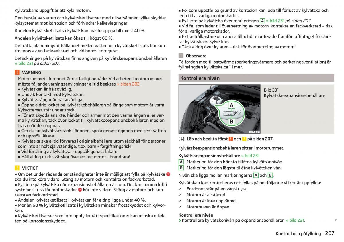 Skoda Superb III 3 instruktionsbok / page 209