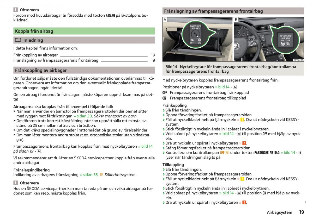 Skoda Superb III 3 instruktionsbok / page 21