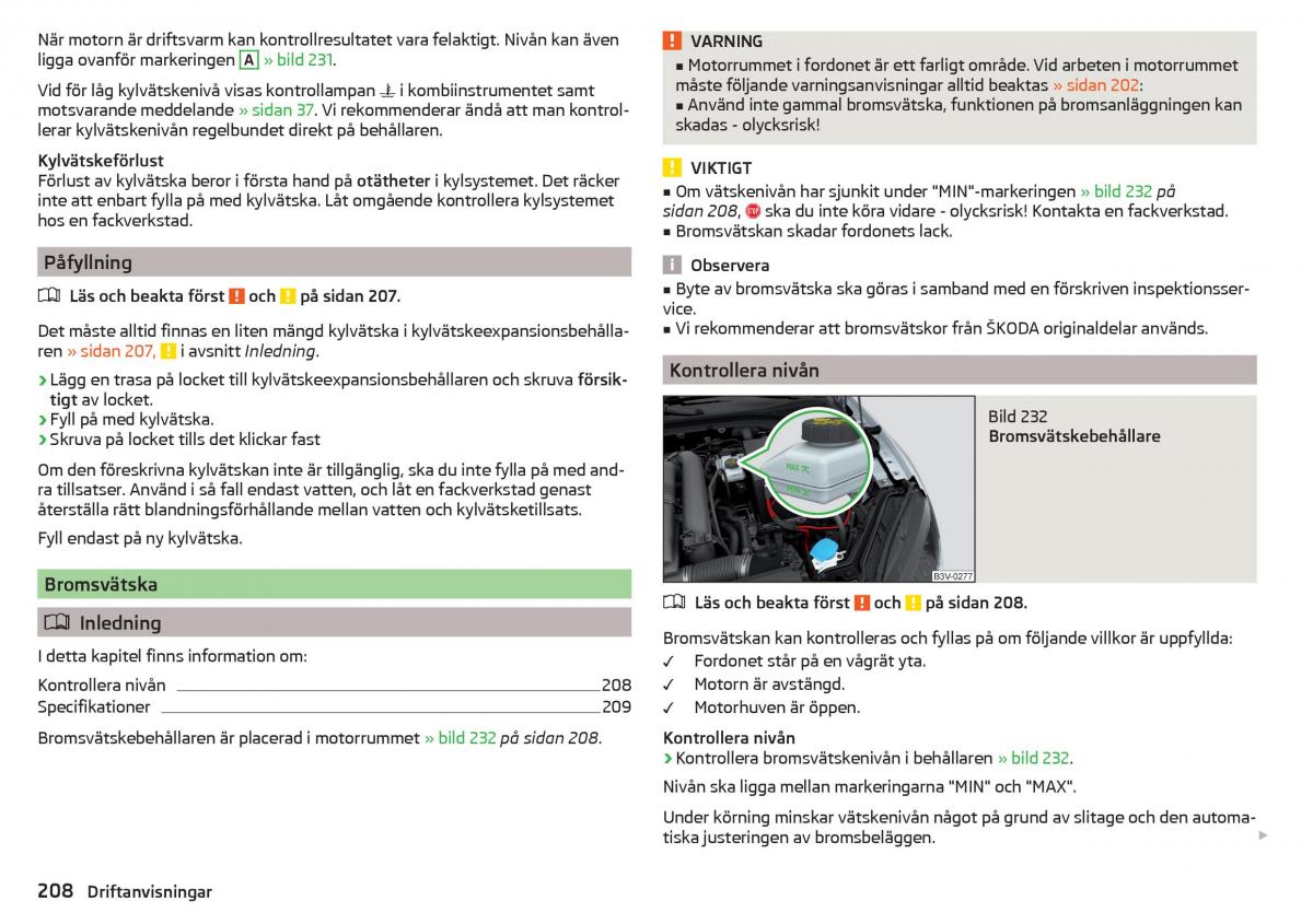 Skoda Superb III 3 instruktionsbok / page 210