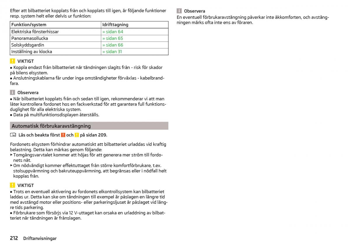 Skoda Superb III 3 instruktionsbok / page 214