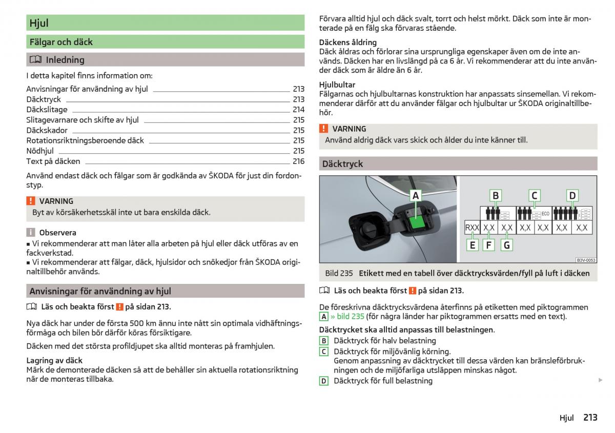 Skoda Superb III 3 instruktionsbok / page 215