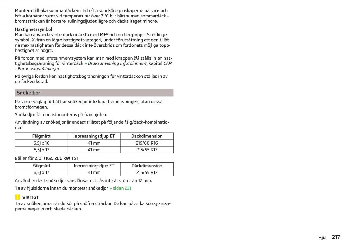 Skoda Superb III 3 instruktionsbok / page 219