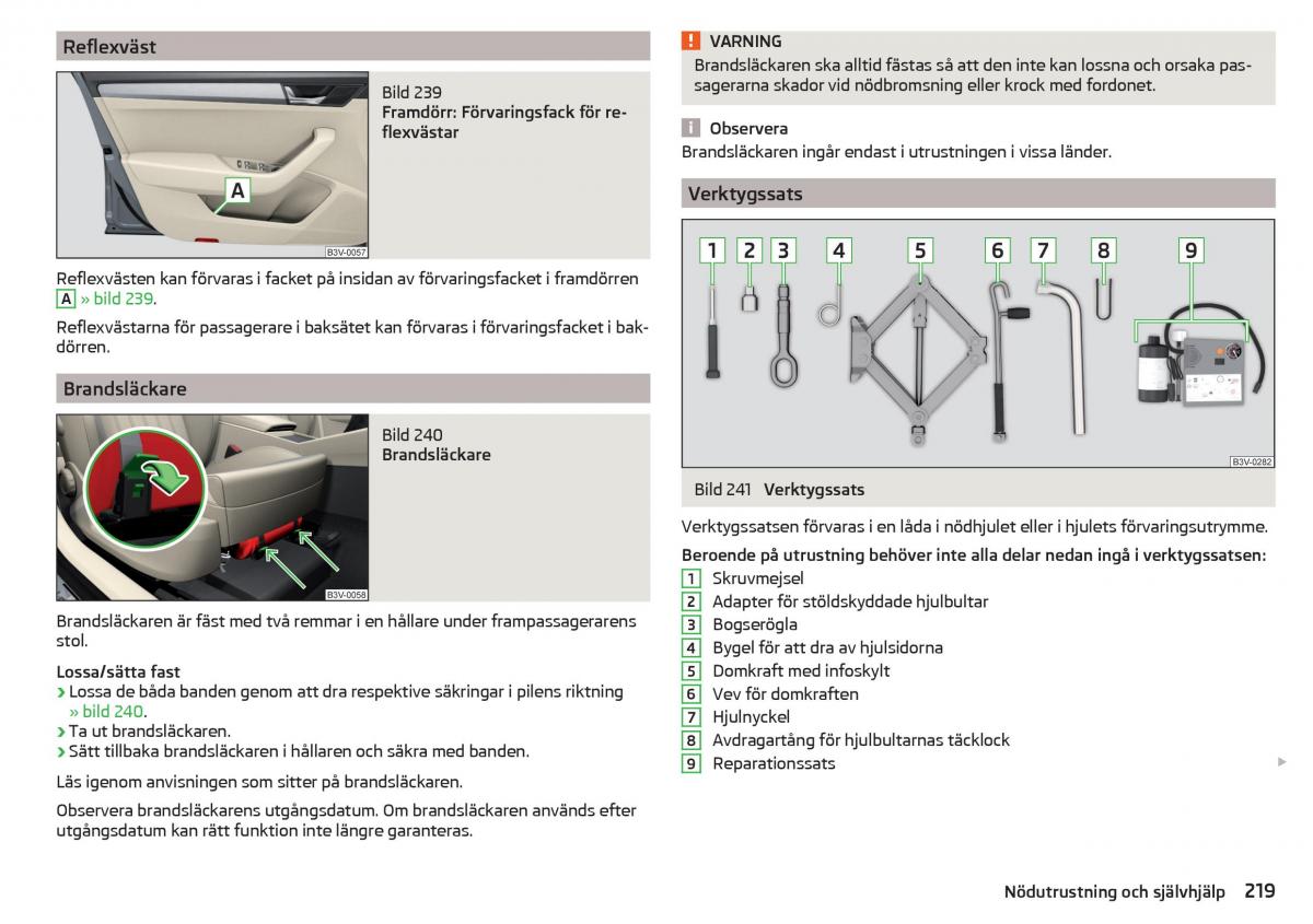 Skoda Superb III 3 instruktionsbok / page 221