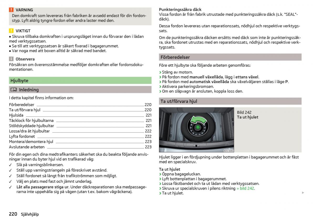 Skoda Superb III 3 instruktionsbok / page 222