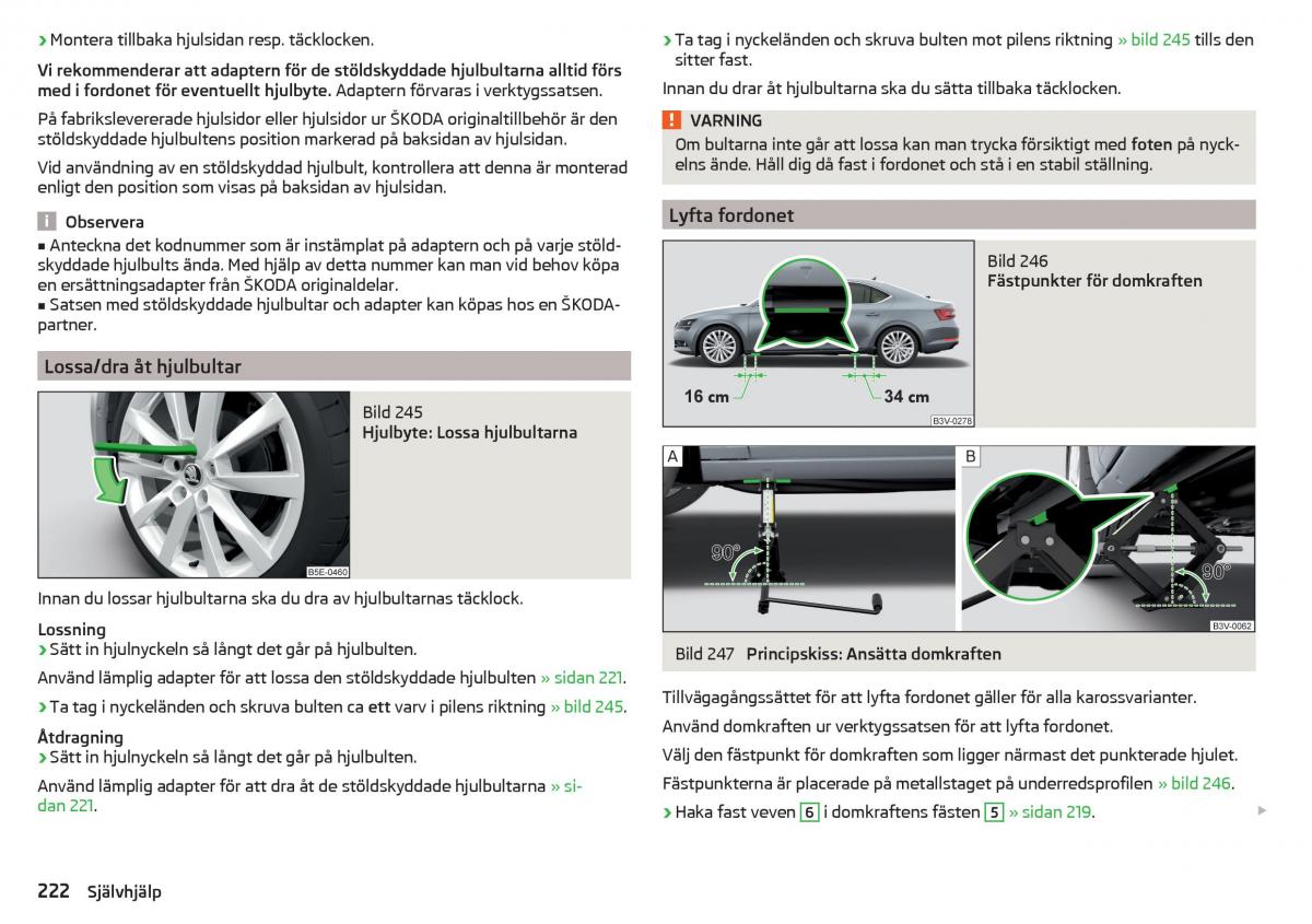 Skoda Superb III 3 instruktionsbok / page 224