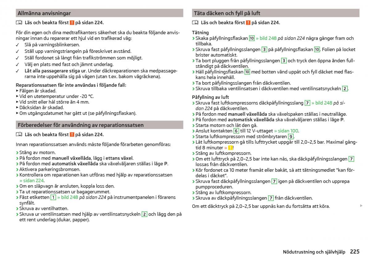 Skoda Superb III 3 instruktionsbok / page 227