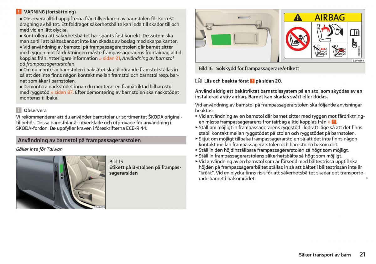 Skoda Superb III 3 instruktionsbok / page 23