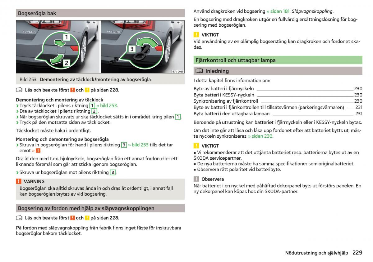 Skoda Superb III 3 instruktionsbok / page 231