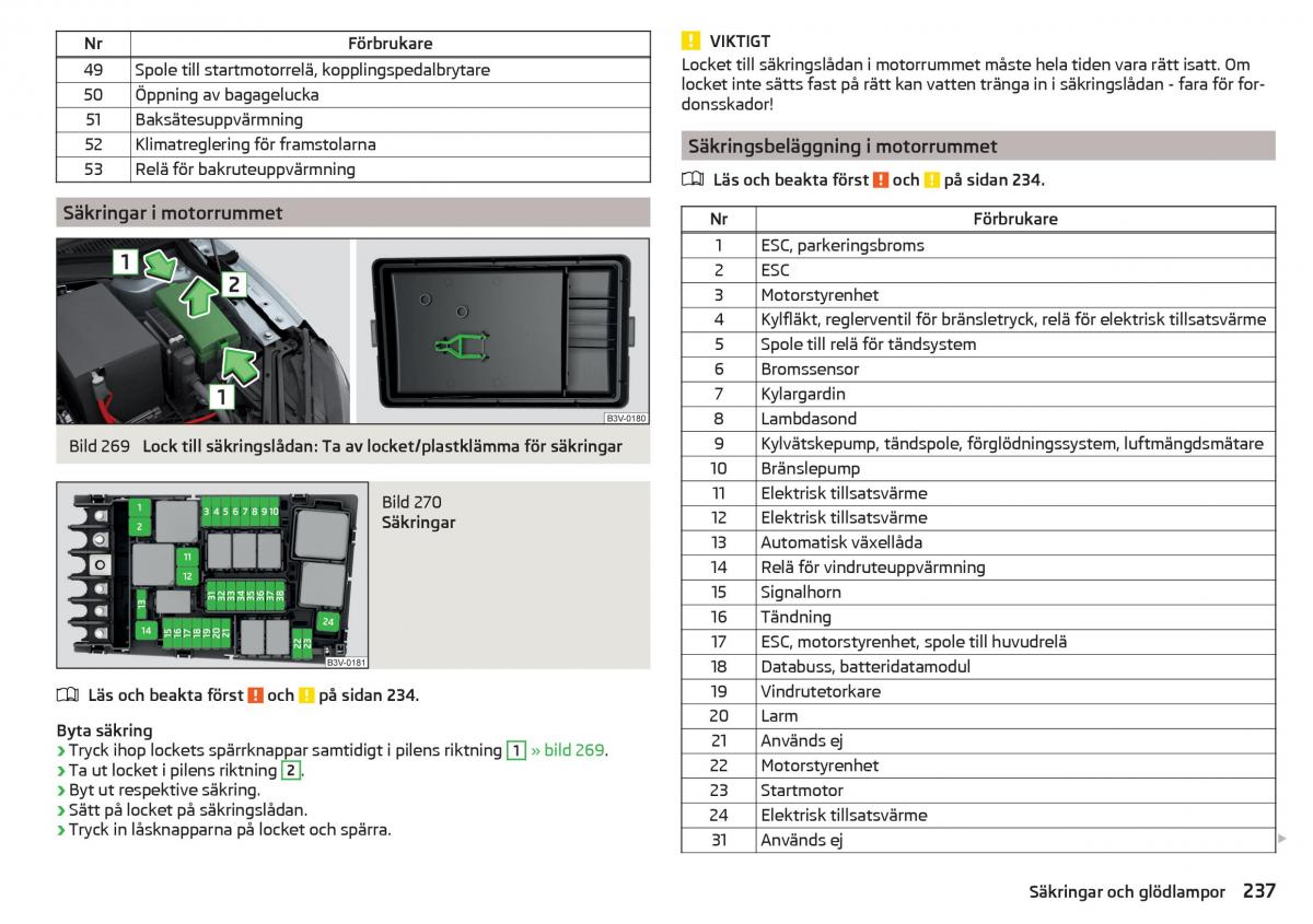 Skoda Superb III 3 instruktionsbok / page 239