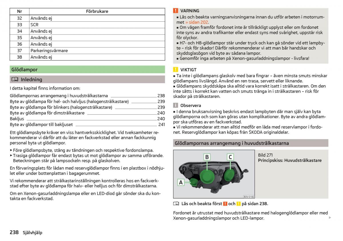 Skoda Superb III 3 instruktionsbok / page 240