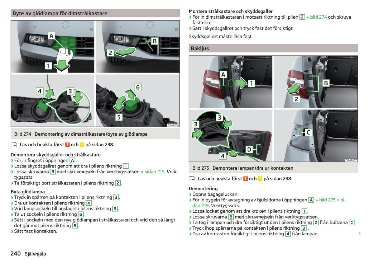 Skoda Superb III 3 instruktionsbok / page 242