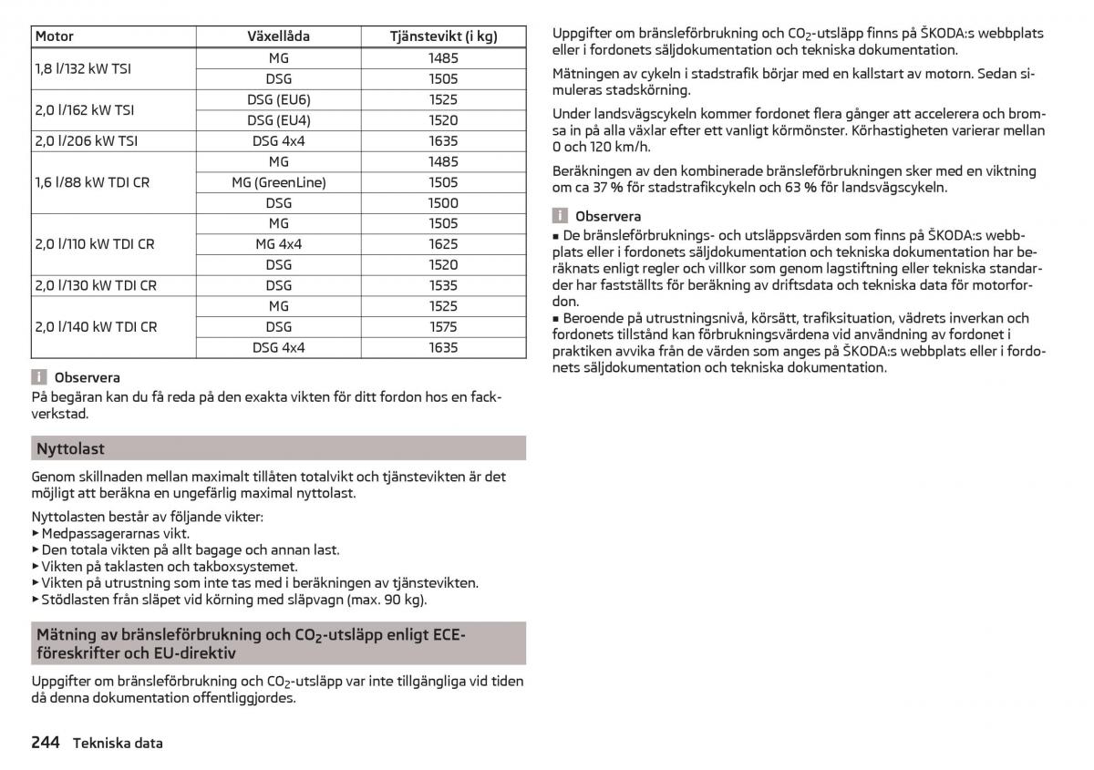 Skoda Superb III 3 instruktionsbok / page 246