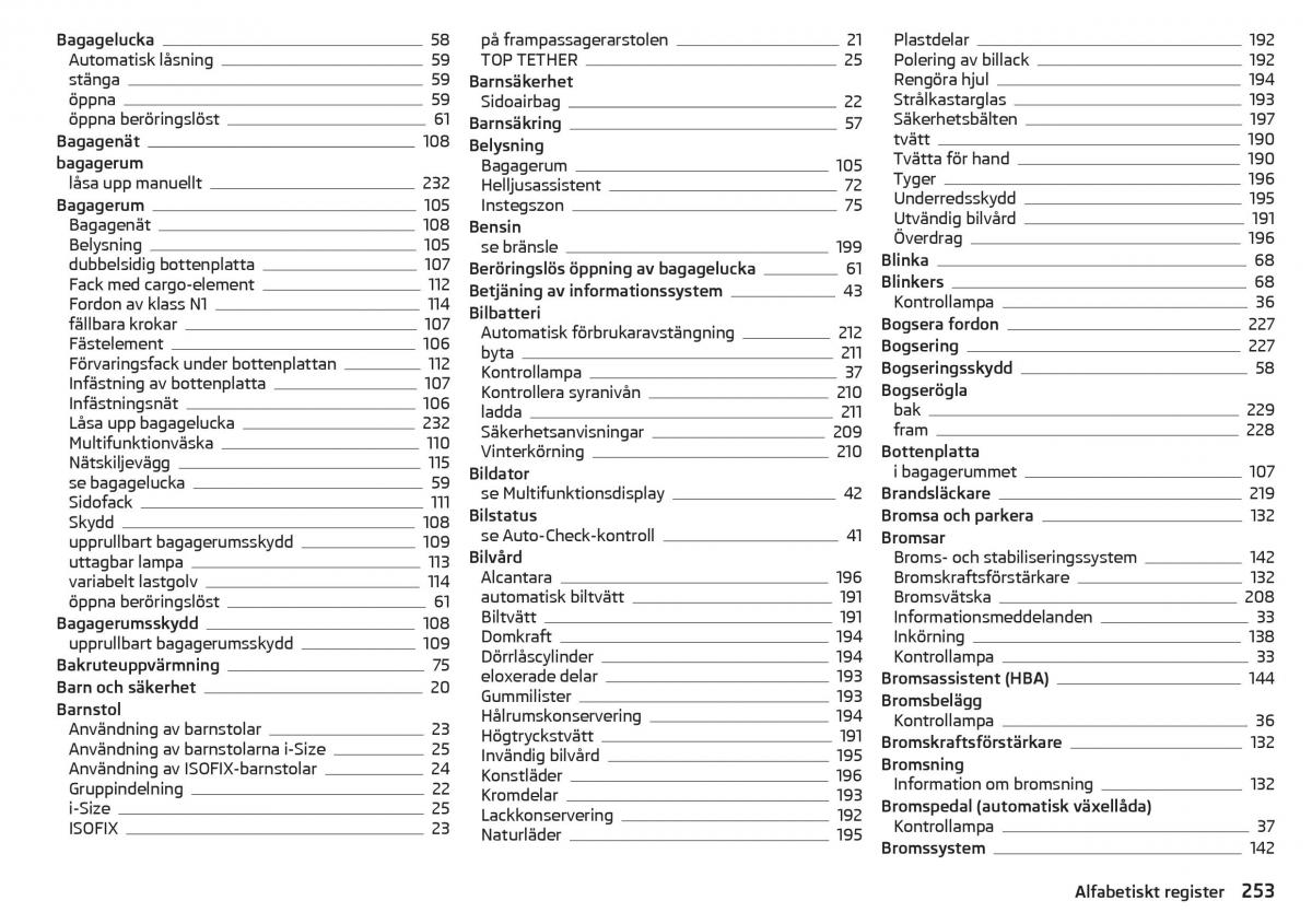 Skoda Superb III 3 instruktionsbok / page 255