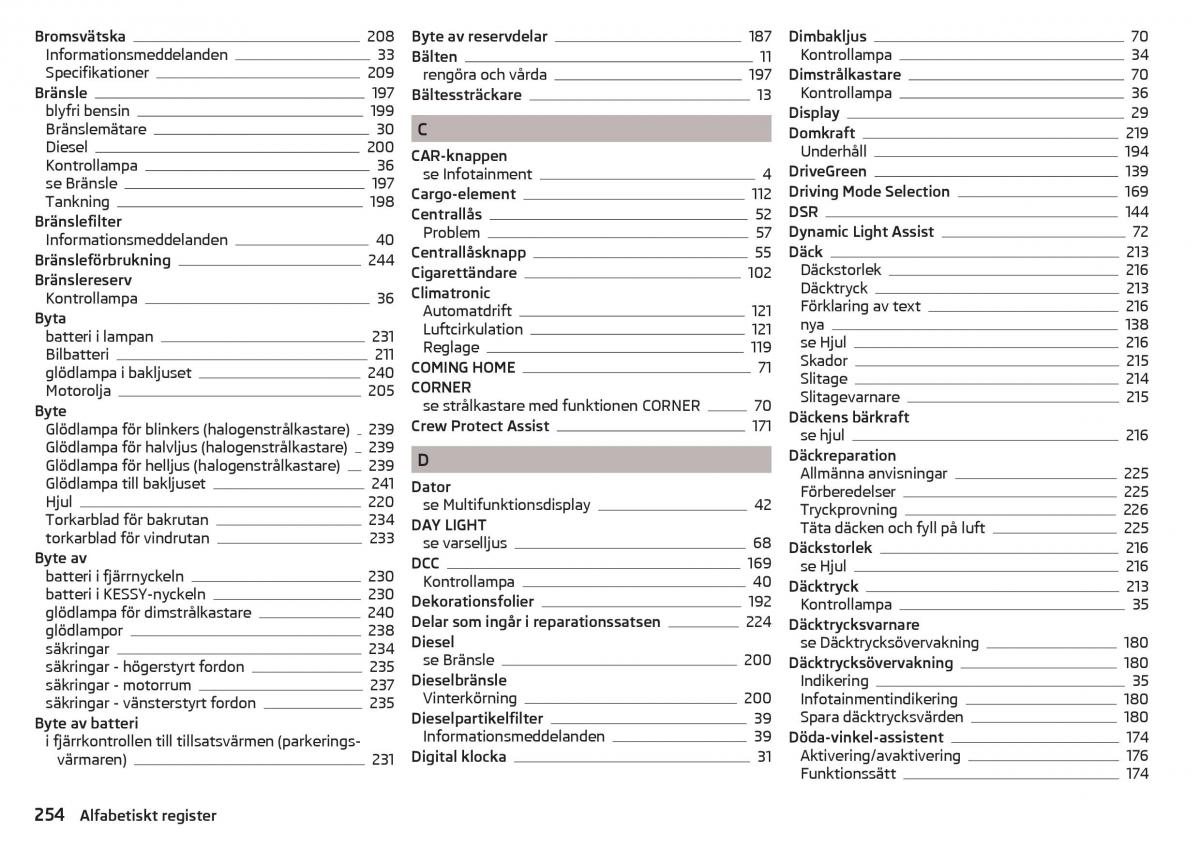 Skoda Superb III 3 instruktionsbok / page 256