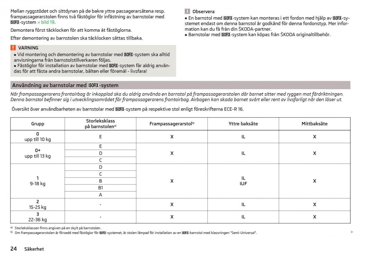 Skoda Superb III 3 instruktionsbok / page 26