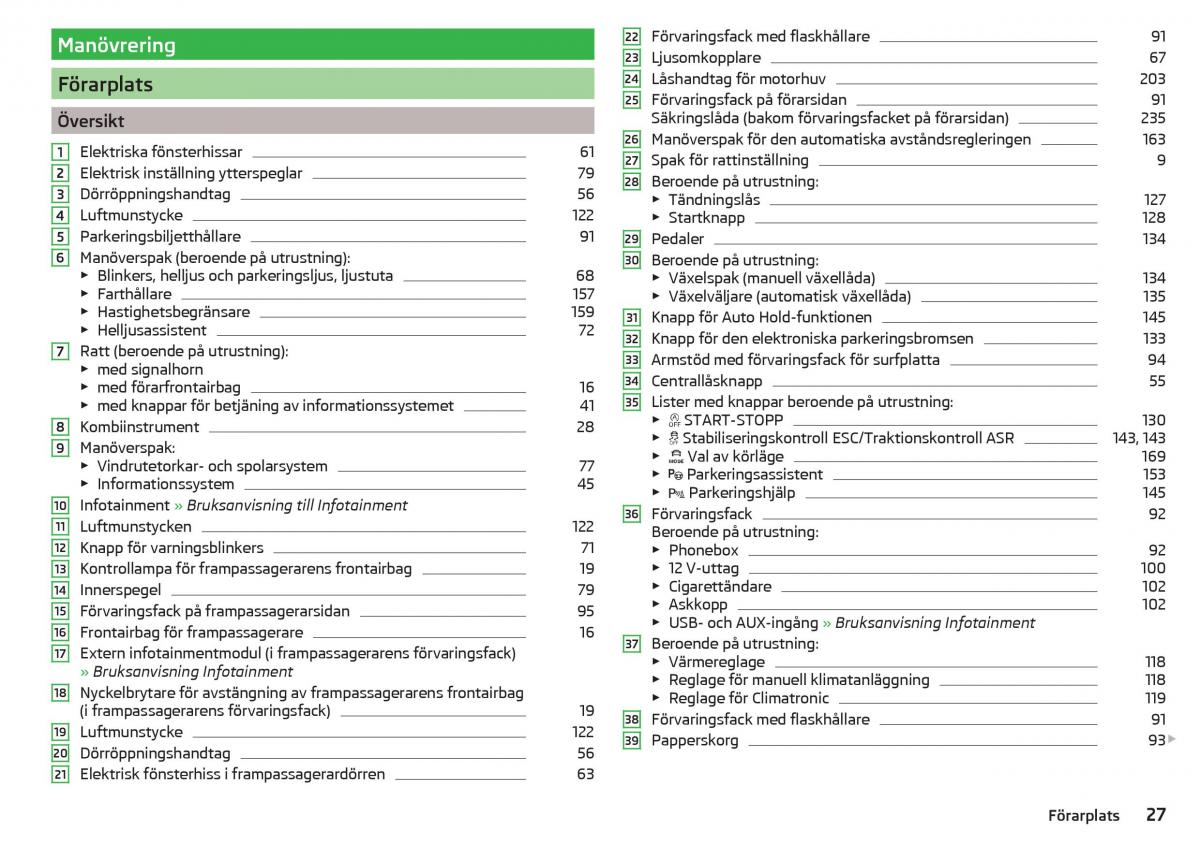 Skoda Superb III 3 instruktionsbok / page 29