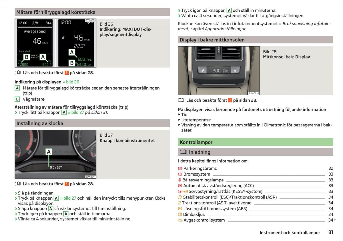 Skoda Superb III 3 instruktionsbok / page 33