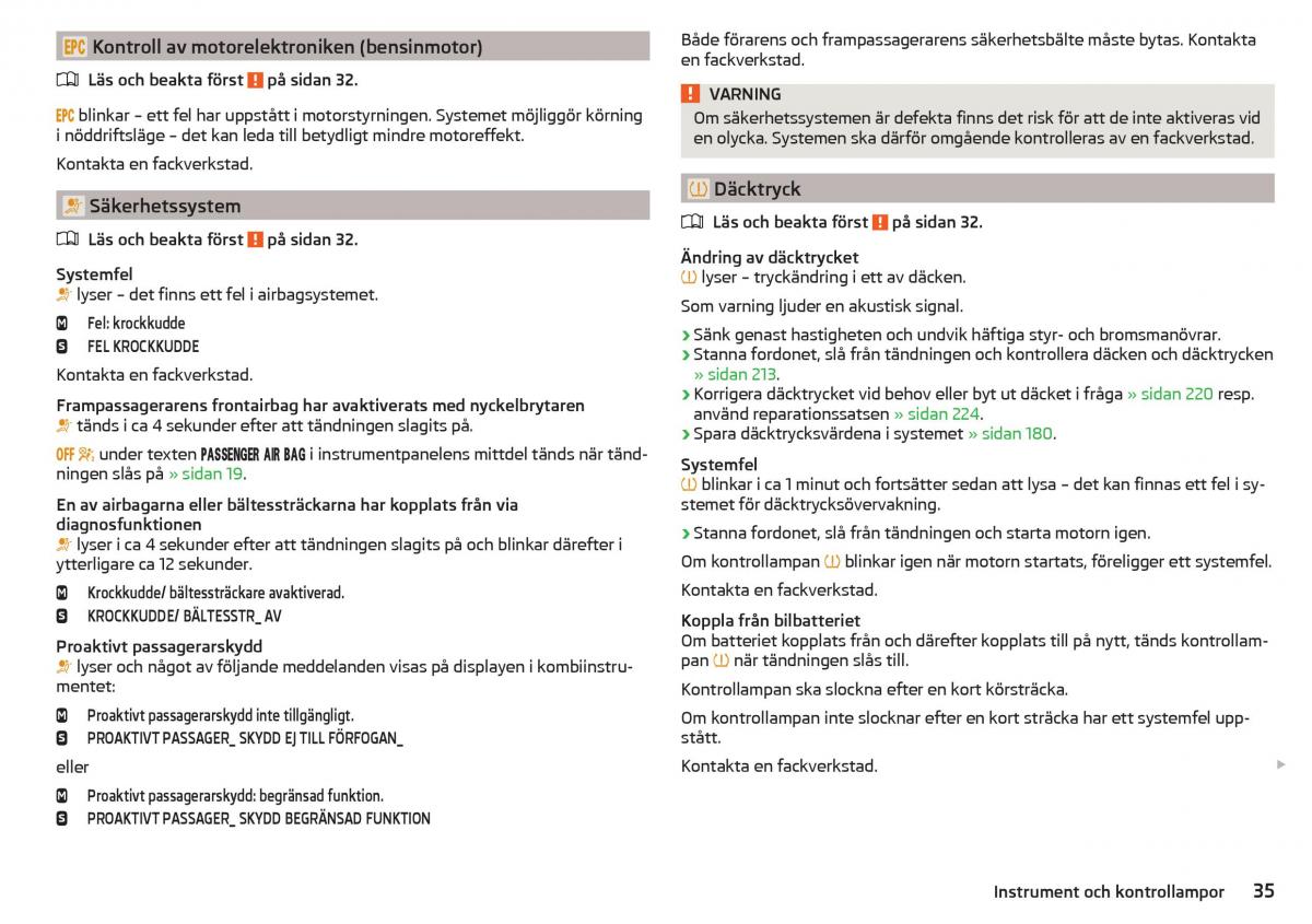 Skoda Superb III 3 instruktionsbok / page 37