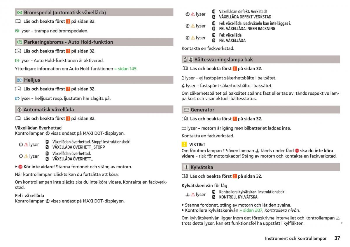 Skoda Superb III 3 instruktionsbok / page 39