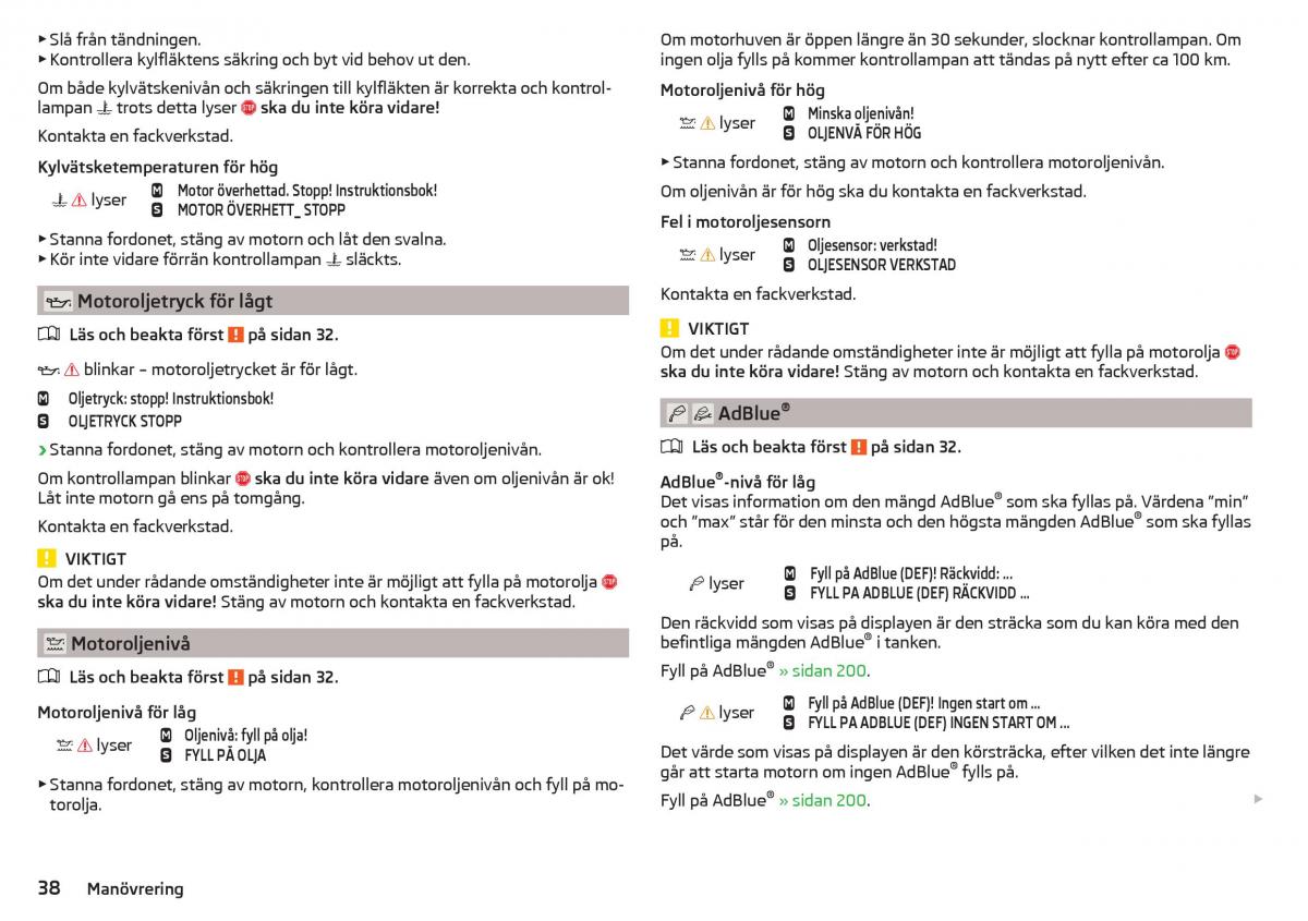 Skoda Superb III 3 instruktionsbok / page 40