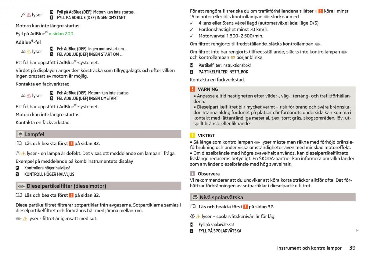 Skoda Superb III 3 instruktionsbok / page 41